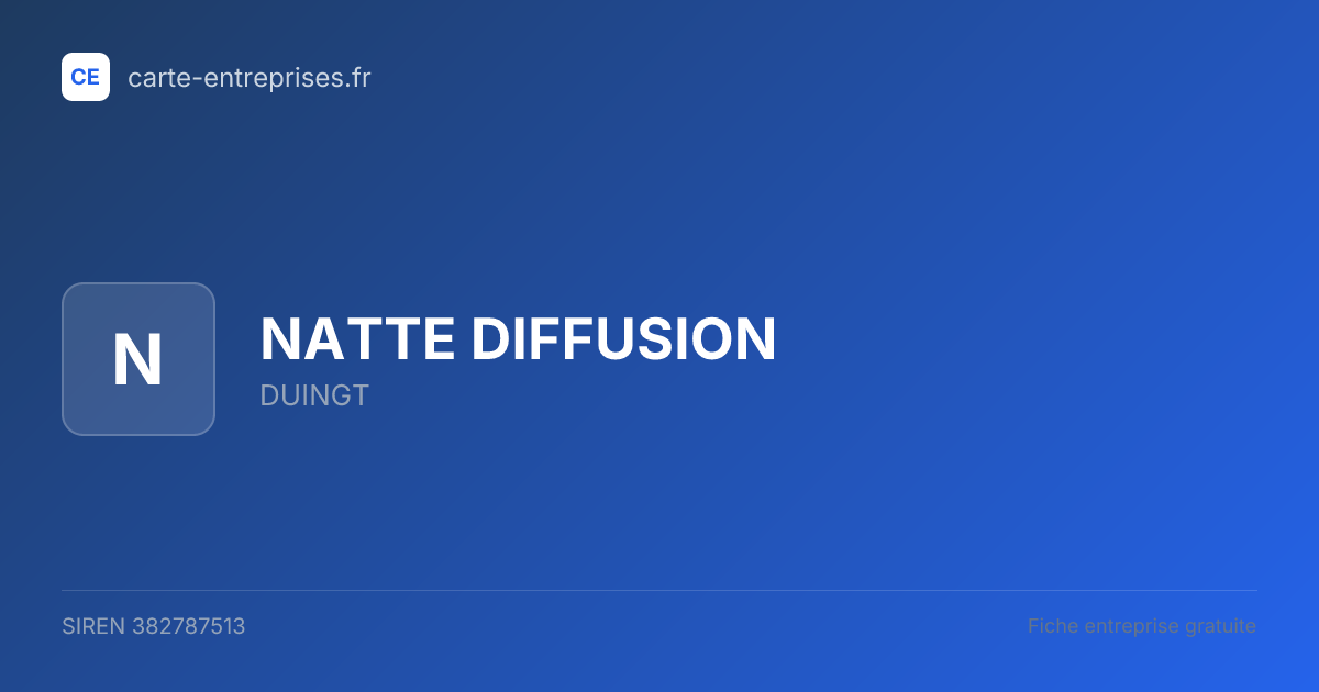 NATTE DIFFUSION — 382787513 — fiche entreprise