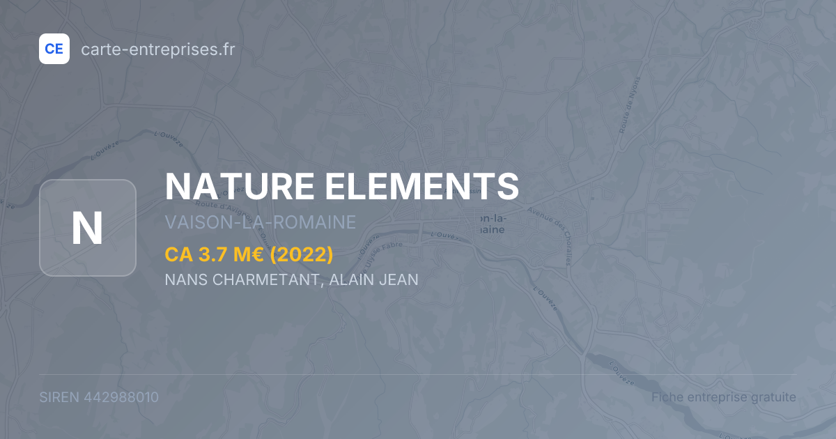 NATURE ELEMENTS — 442988010 — fiche entreprise