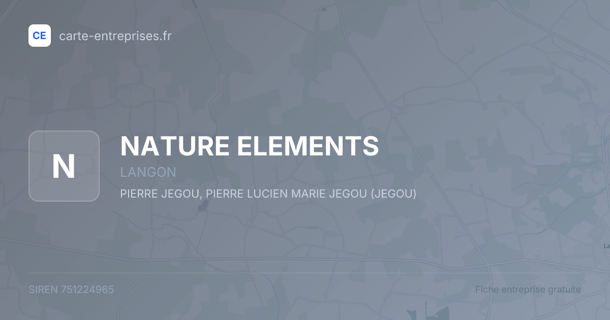 NATURE ELEMENTS — 751224965 — fiche entreprise