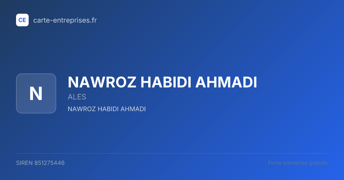 NAWROZ HABIDI AHMADI — 851275446 — fiche entreprise