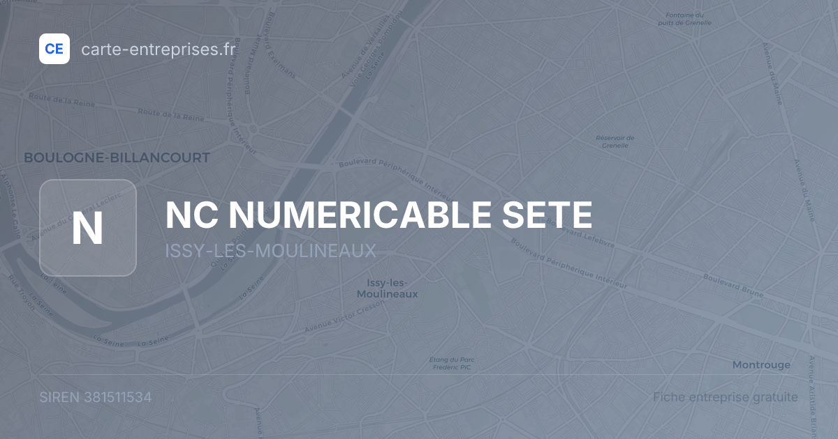 NC NUMERICABLE SETE — 381511534 — fiche entreprise