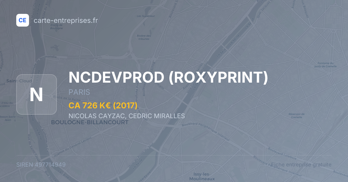NCDEVPROD (ROXYPRINT) — 497714949 — fiche entreprise