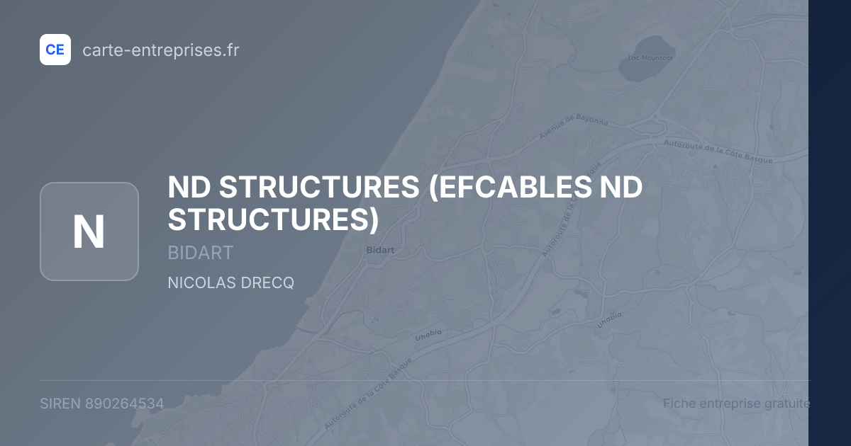 ND STRUCTURES (EFCABLES ND STRUCTURES) — 890264534 — fiche entreprise