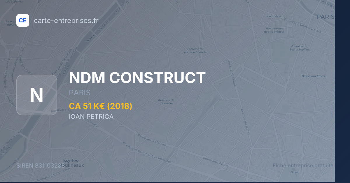 NDM CONSTRUCT — 831103288 — fiche entreprise
