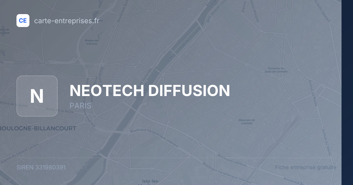 NEOTECH DIFFUSION — 331980391 — fiche entreprise