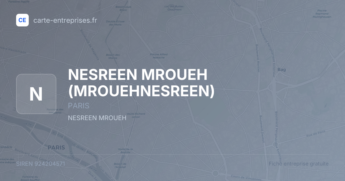 NESREEN MROUEH (MROUEHNESREEN) — 924204571 — fiche entreprise