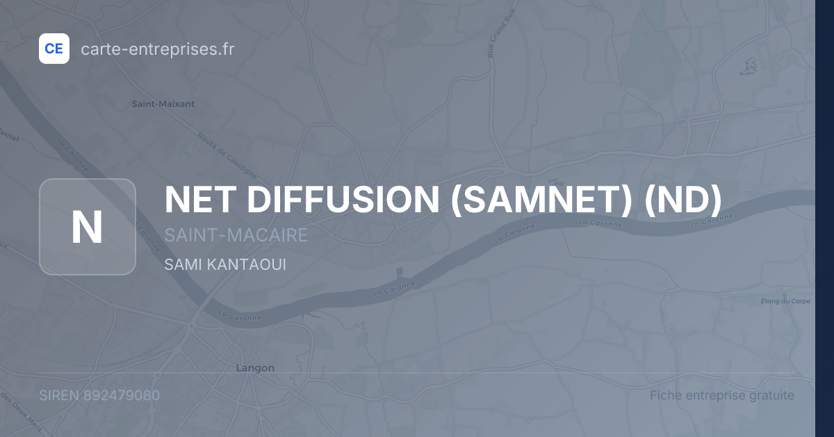 NET DIFFUSION (SAMNET) (ND) — 892479080 — fiche entreprise