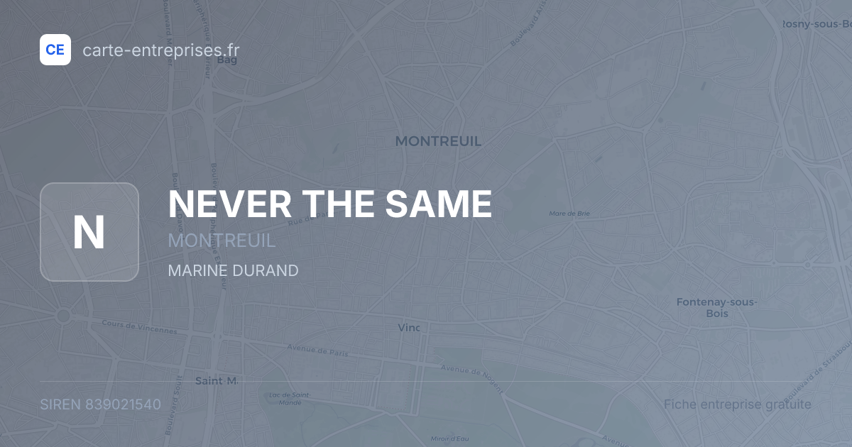 NEVER THE SAME — 839021540 — fiche entreprise