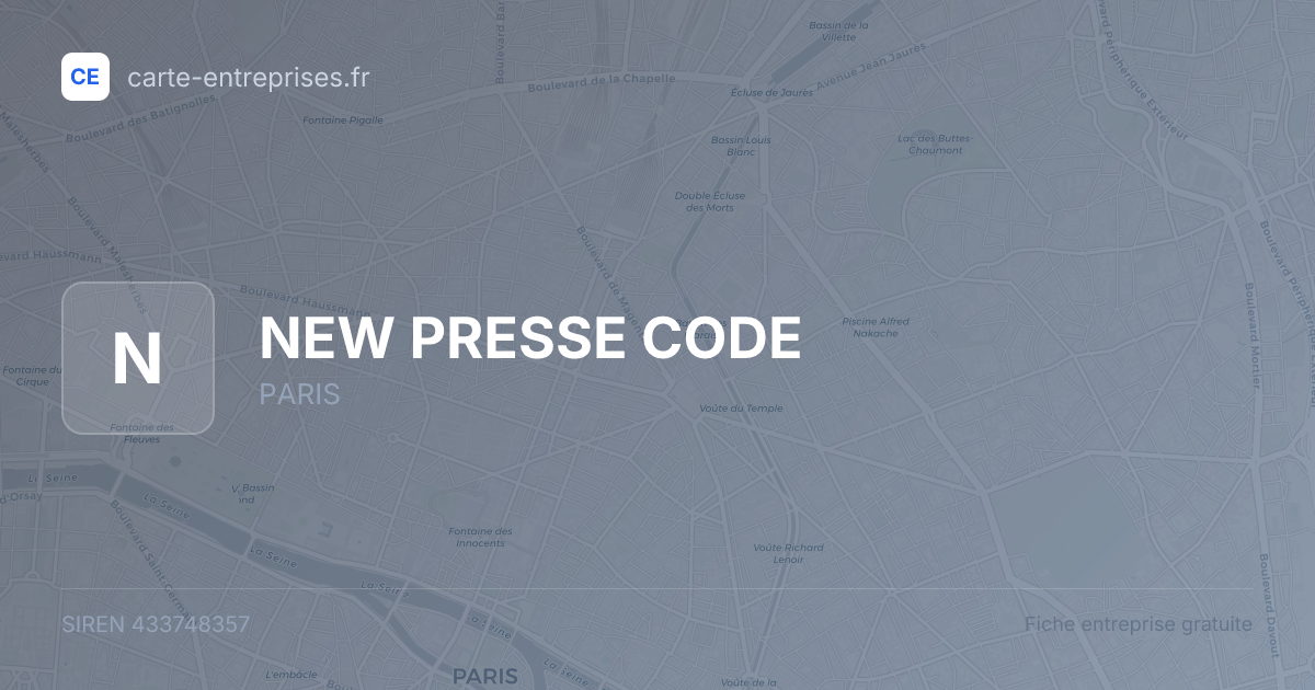 NEW PRESSE CODE — 433748357 — fiche entreprise