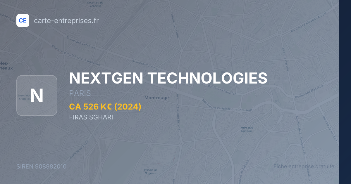 NEXTGEN TECHNOLOGIES — 908982010 — fiche entreprise