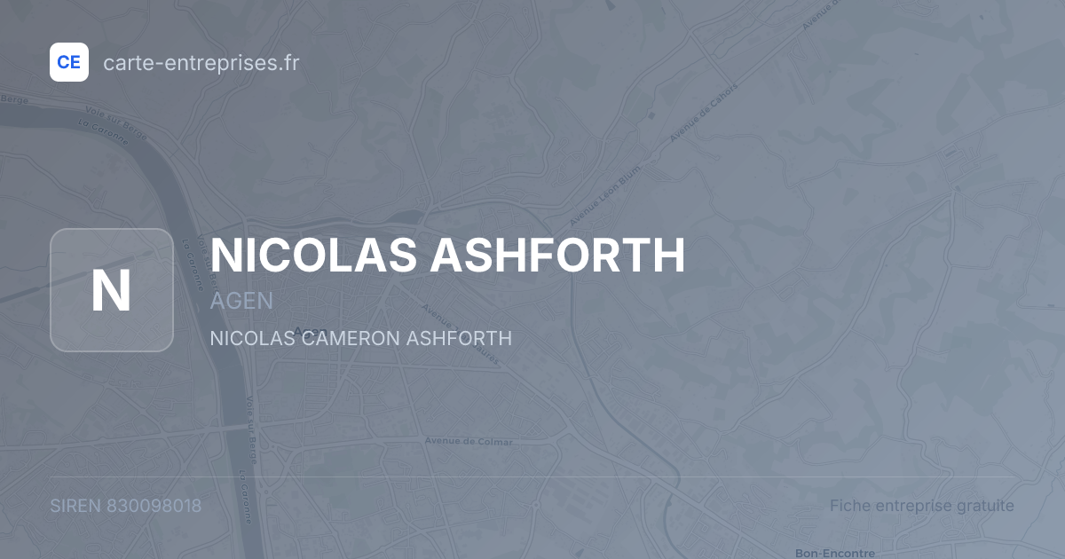 NICOLAS ASHFORTH — 830098018 — fiche entreprise