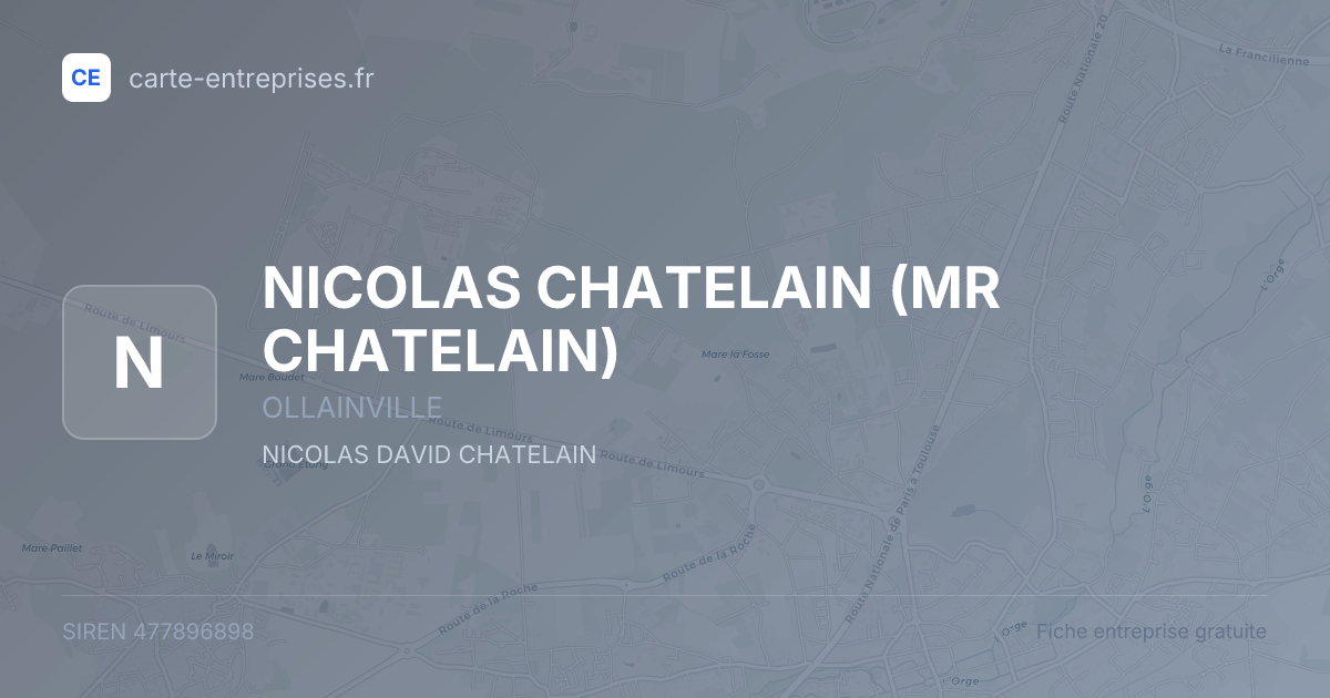 NICOLAS CHATELAIN (MR CHATELAIN) — 477896898 — fiche entreprise