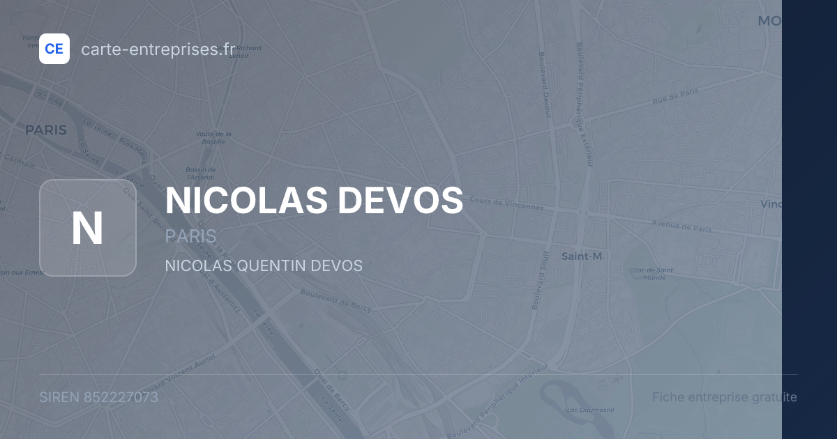 NICOLAS DEVOS — 852227073 — fiche entreprise