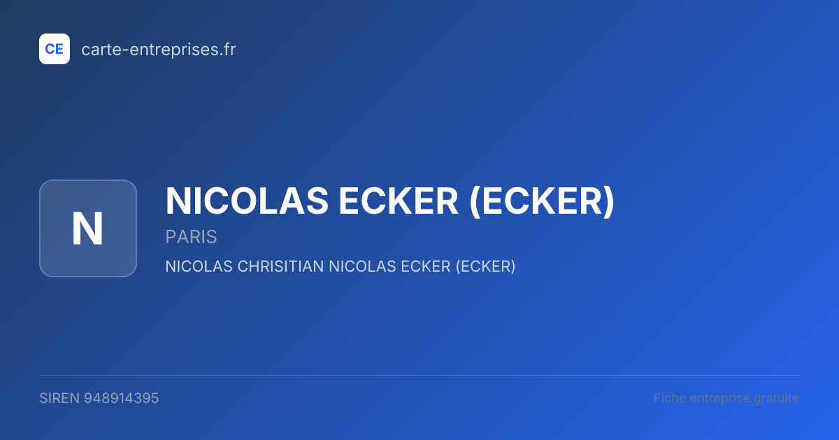 NICOLAS ECKER (ECKER) — 948914395 — fiche entreprise