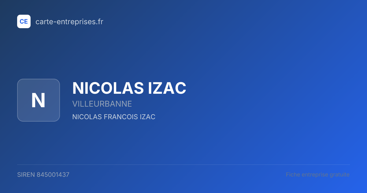 NICOLAS IZAC — 845001437 — fiche entreprise