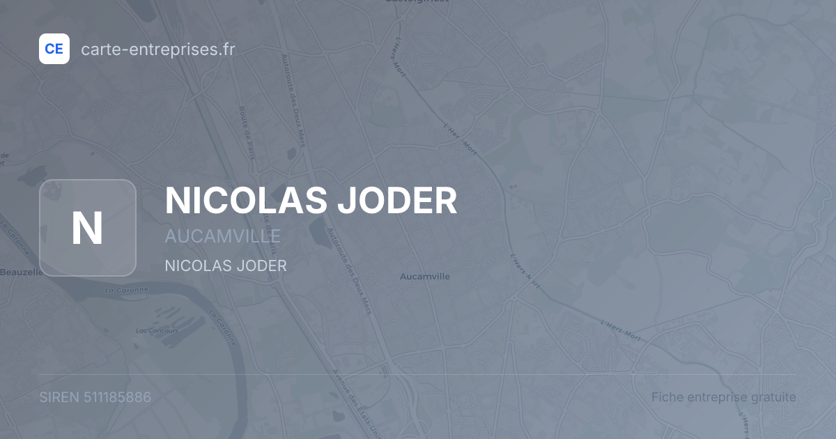 NICOLAS JODER — 511185886 — fiche entreprise