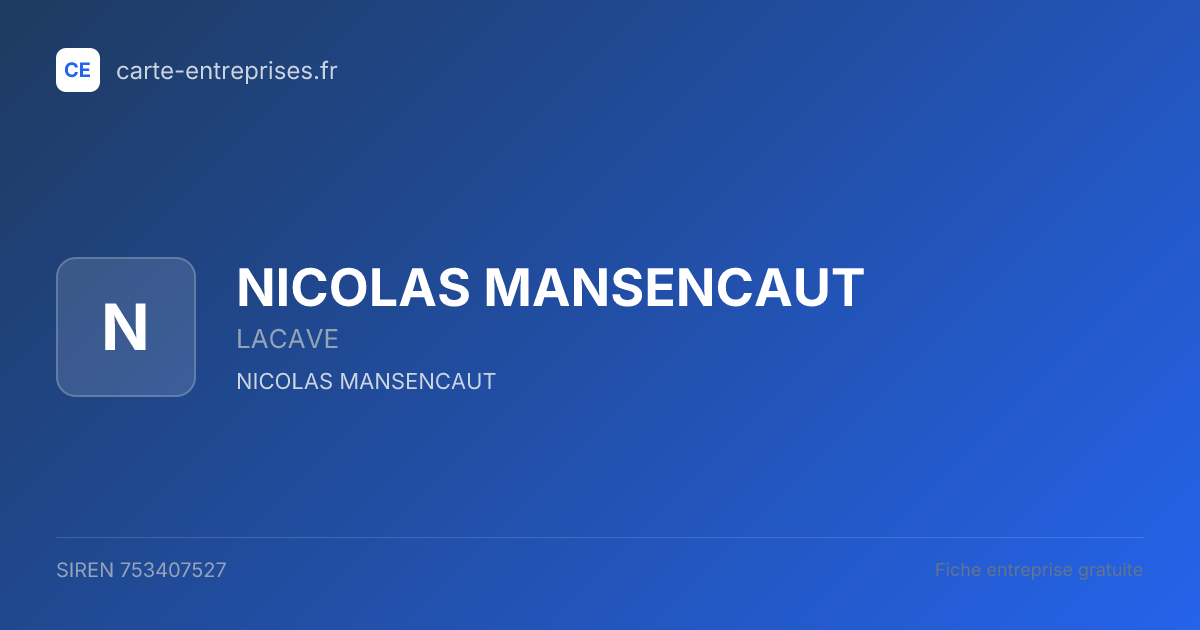 NICOLAS MANSENCAUT — 753407527 — fiche entreprise