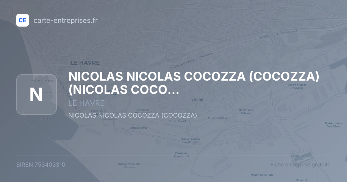 NICOLAS NICOLAS COCOZZA (COCOZZA) (NICOLAS COCOZZA) — 753403310 — fiche entreprise