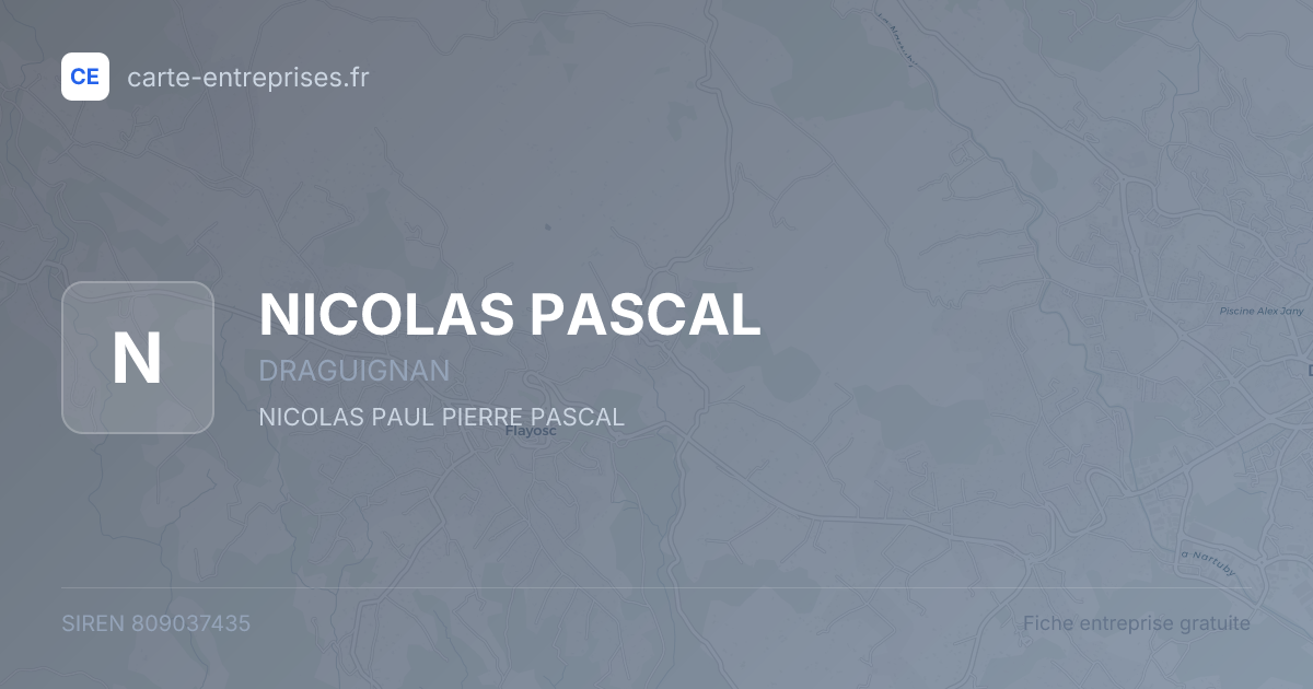 NICOLAS PASCAL — 809037435 — fiche entreprise