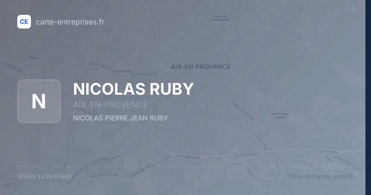 NICOLAS RUBY — 423945948 — fiche entreprise