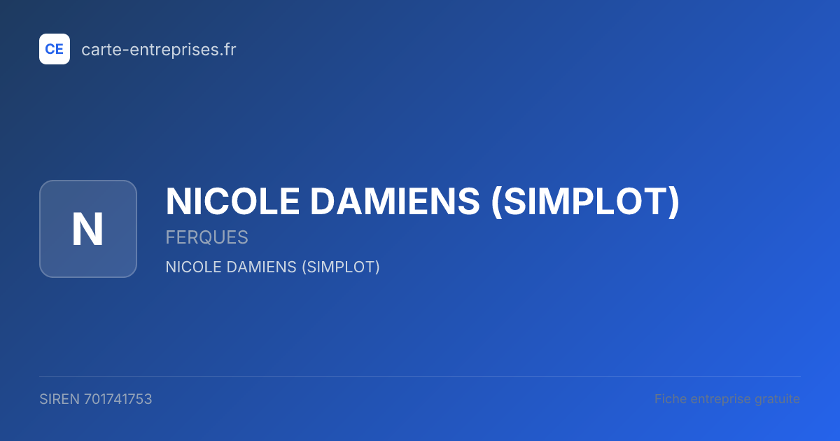 NICOLE DAMIENS (SIMPLOT) — 701741753 — fiche entreprise