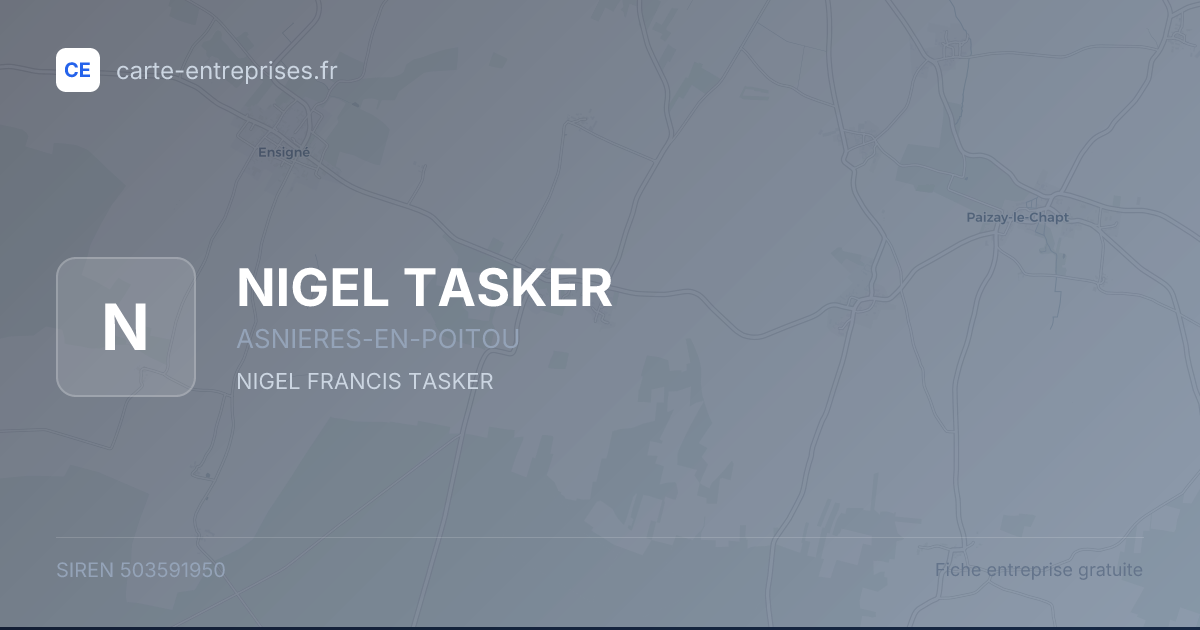 NIGEL TASKER — 503591950 — fiche entreprise