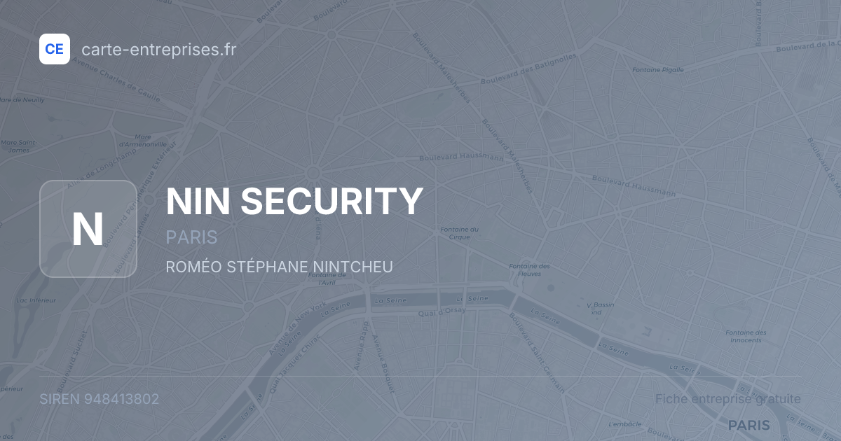 NIN SECURITY — 948413802 — fiche entreprise