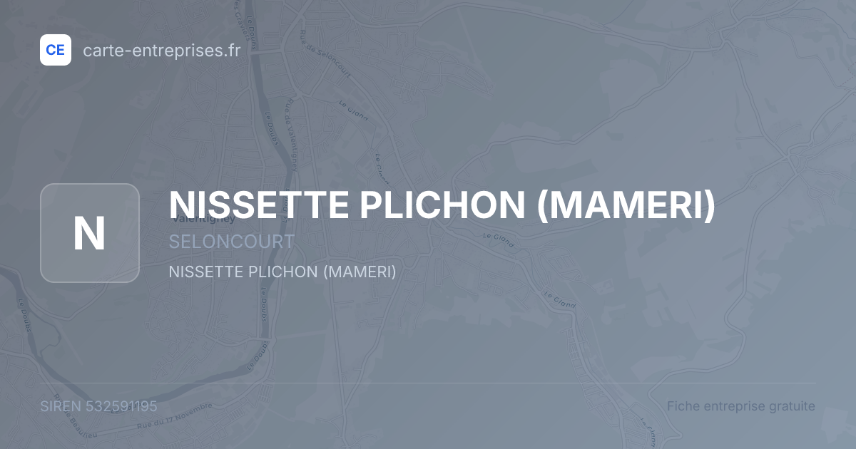 NISSETTE PLICHON (MAMERI) — 532591195 — fiche entreprise