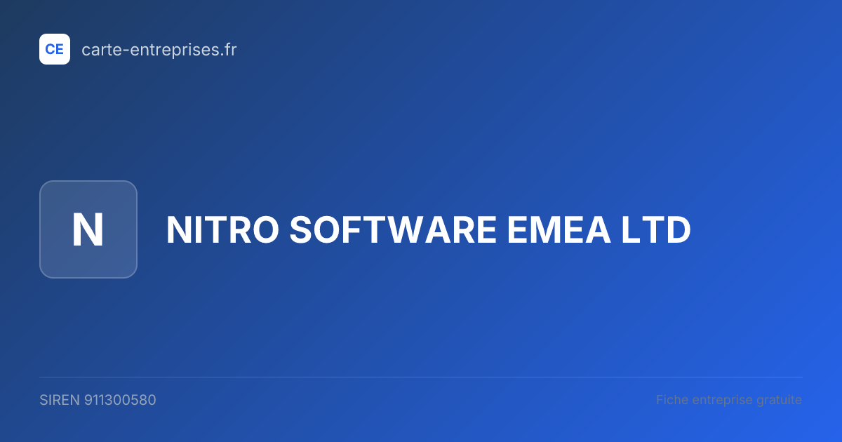 NITRO SOFTWARE EMEA LTD — 911300580 — fiche entreprise