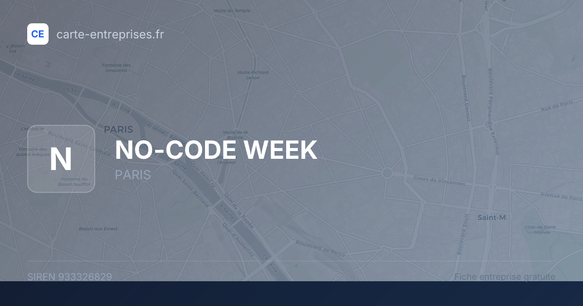 NO-CODE WEEK — 933326829 — fiche entreprise