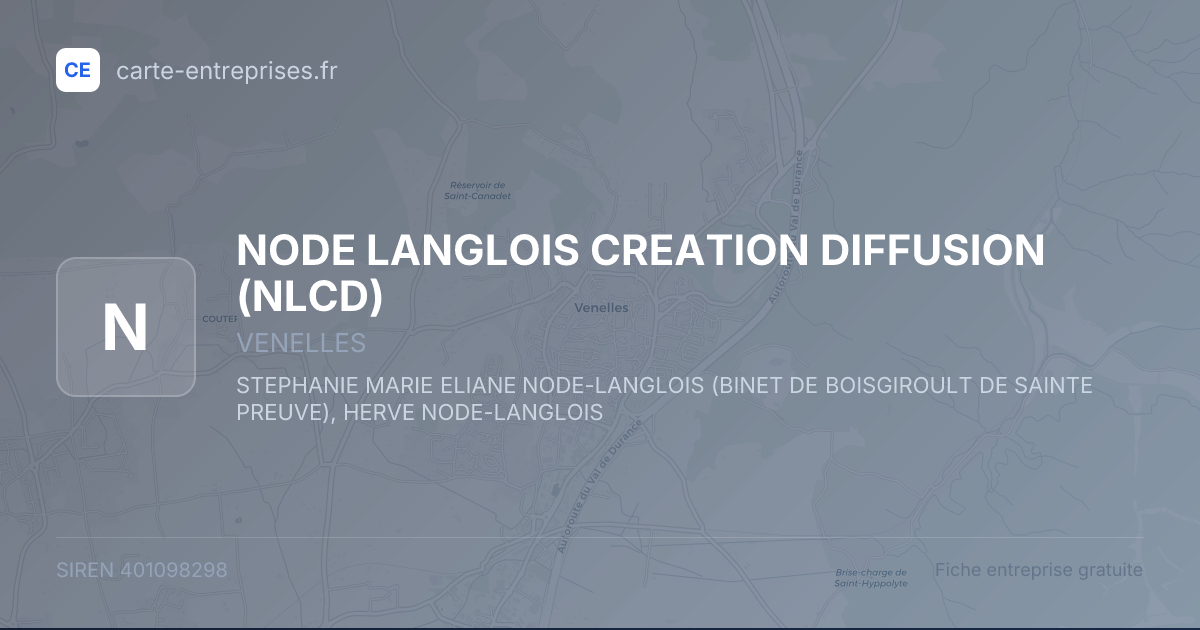 NODE LANGLOIS CREATION DIFFUSION (NLCD) — 401098298 — fiche entreprise