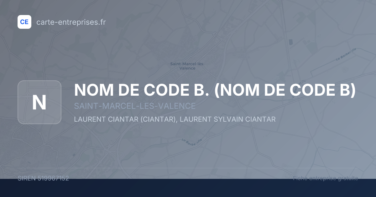 NOM DE CODE B. (NOM DE CODE B) — 519967152 — fiche entreprise