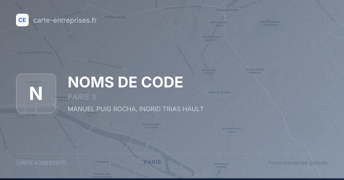 NOMS DE CODE — 438693970 — fiche entreprise