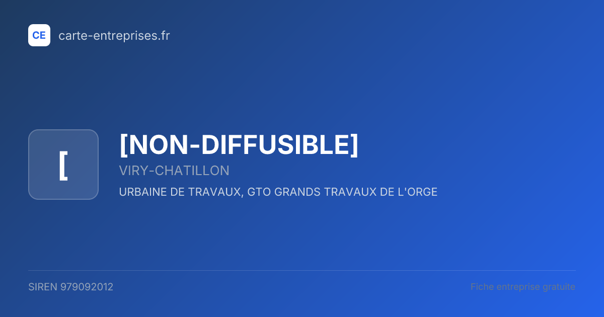 [NON-DIFFUSIBLE] — 979092012 — fiche entreprise