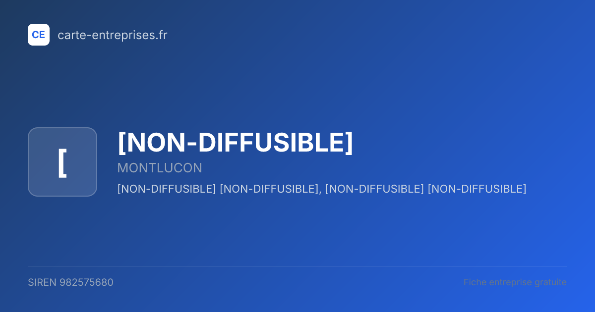 [NON-DIFFUSIBLE] — 982575680 — fiche entreprise