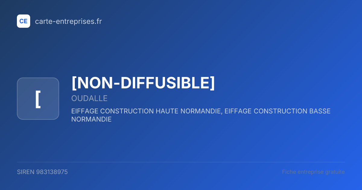 [NON-DIFFUSIBLE] — 983138975 — fiche entreprise