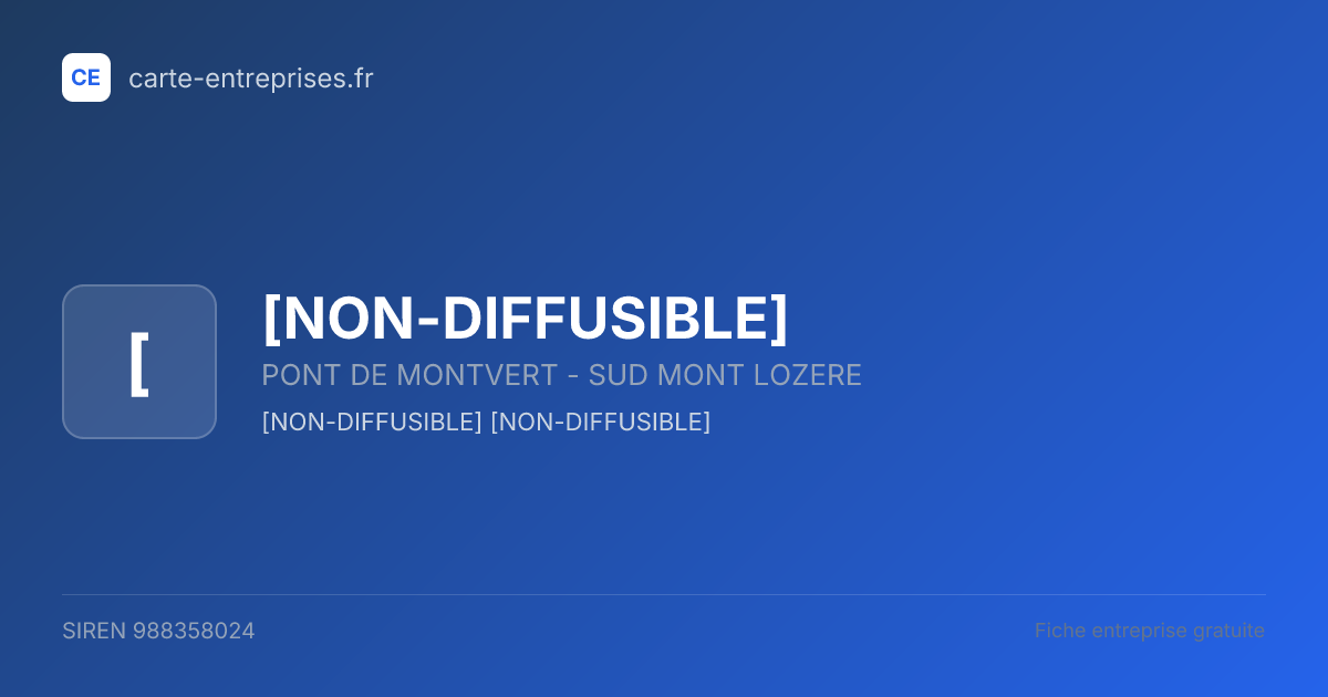 [NON-DIFFUSIBLE] — 988358024 — fiche entreprise