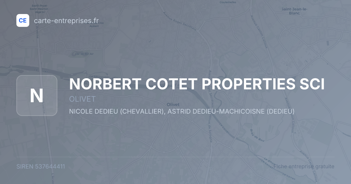 NORBERT COTET PROPERTIES SCI — 537644411 — fiche entreprise