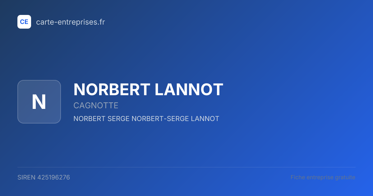 NORBERT LANNOT — 425196276 — fiche entreprise