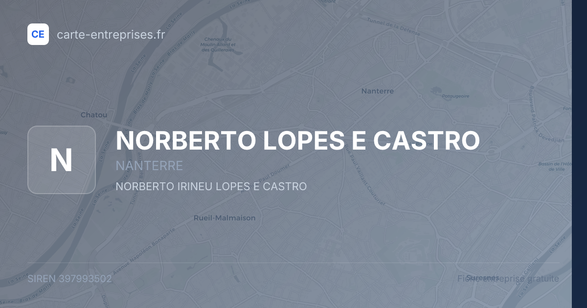 NORBERTO LOPES E CASTRO — 397993502 — fiche entreprise