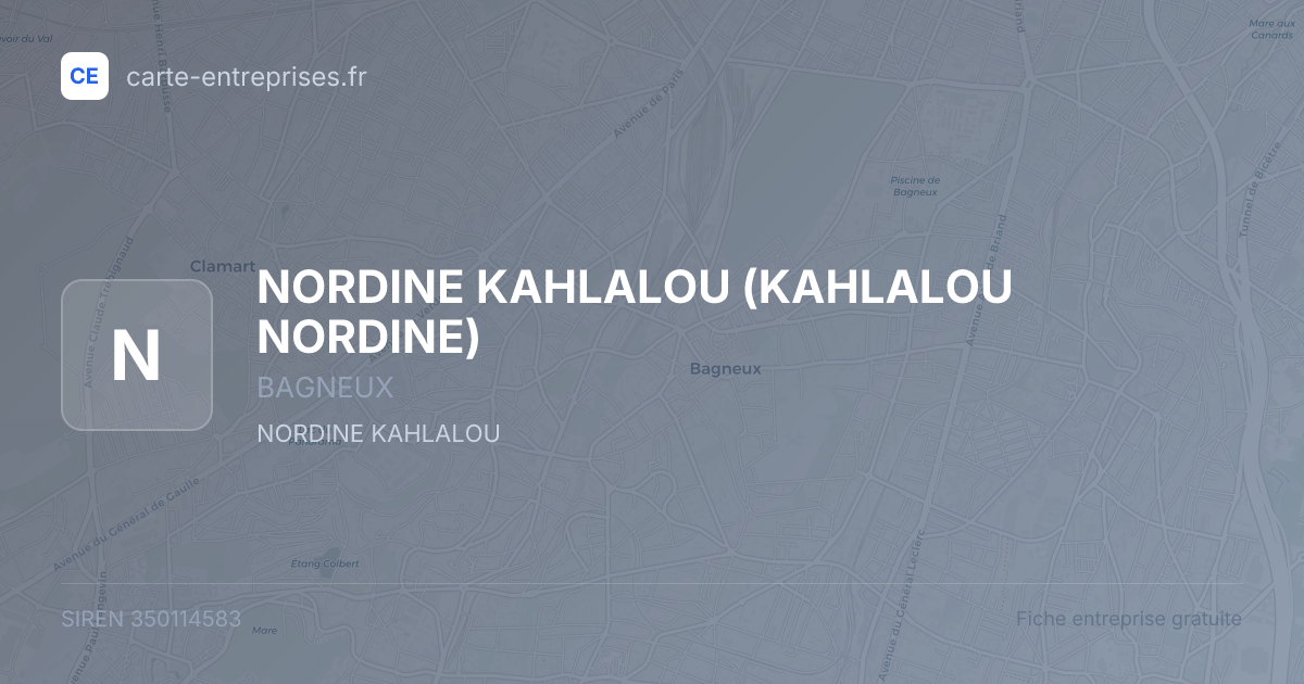 NORDINE KAHLALOU (KAHLALOU  NORDINE) — 350114583 — fiche entreprise