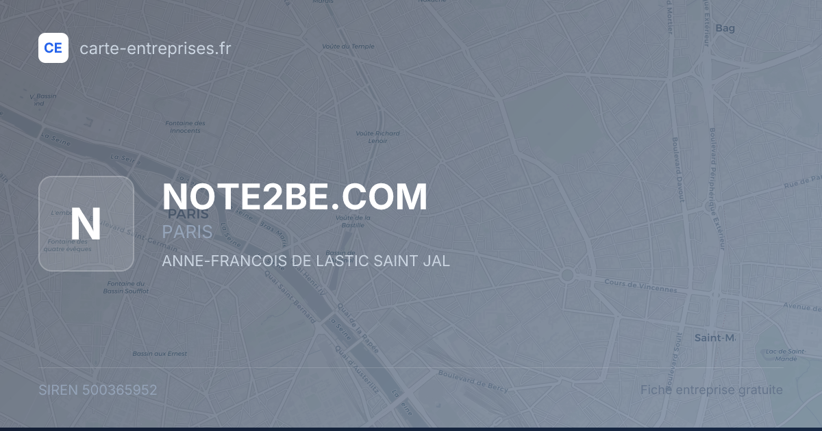 NOTE2BE.COM — 500365952 — fiche entreprise