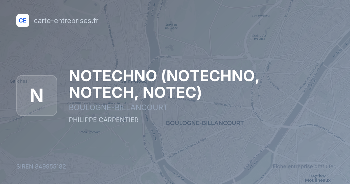 NOTECHNO (NOTECHNO, NOTECH, NOTEC) — 849955182 — fiche entreprise