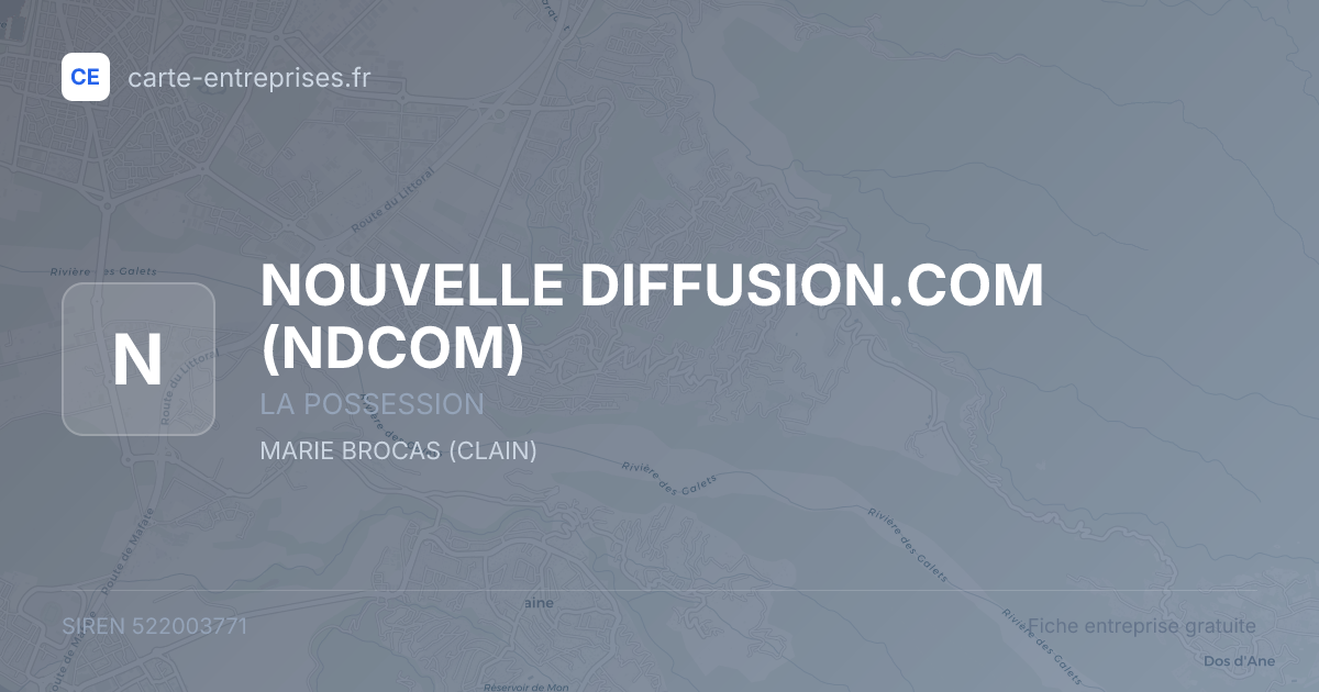 NOUVELLE DIFFUSION.COM (NDCOM) — 522003771 — fiche entreprise