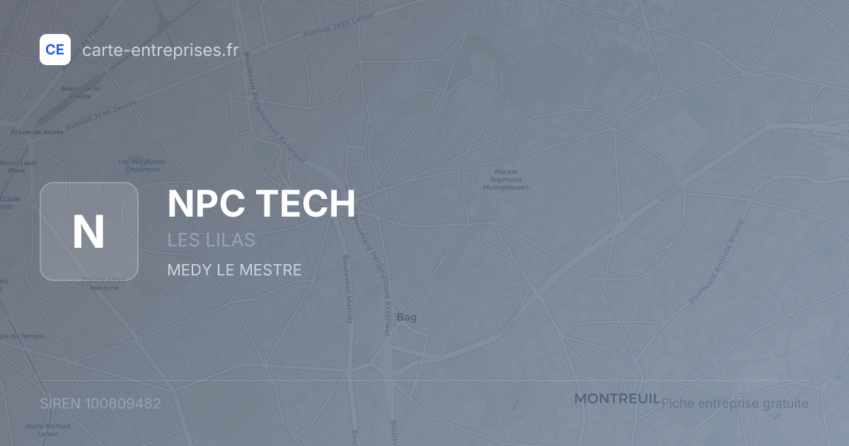 NPC TECH — 100809482 — fiche entreprise