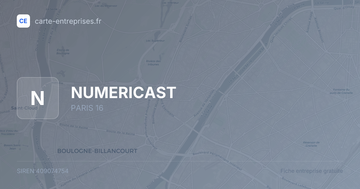 NUMERICAST — 409074754 — fiche entreprise