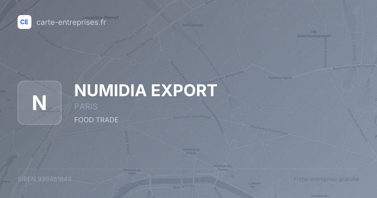 NUMIDIA EXPORT — 939461844 — fiche entreprise