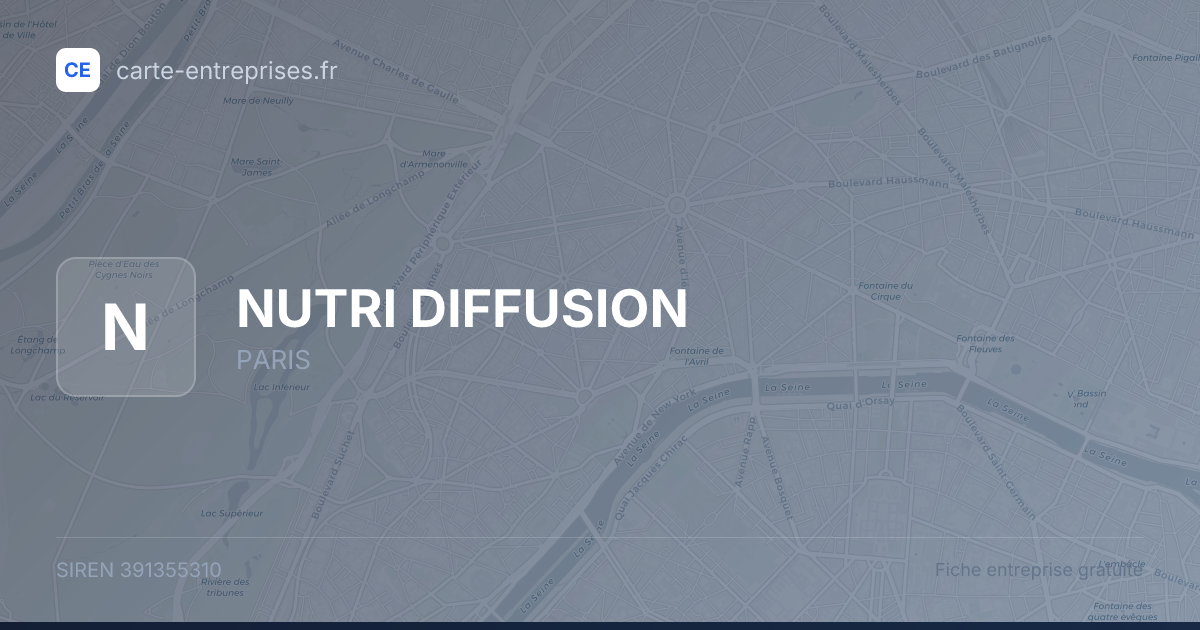 NUTRI DIFFUSION — 391355310 — fiche entreprise