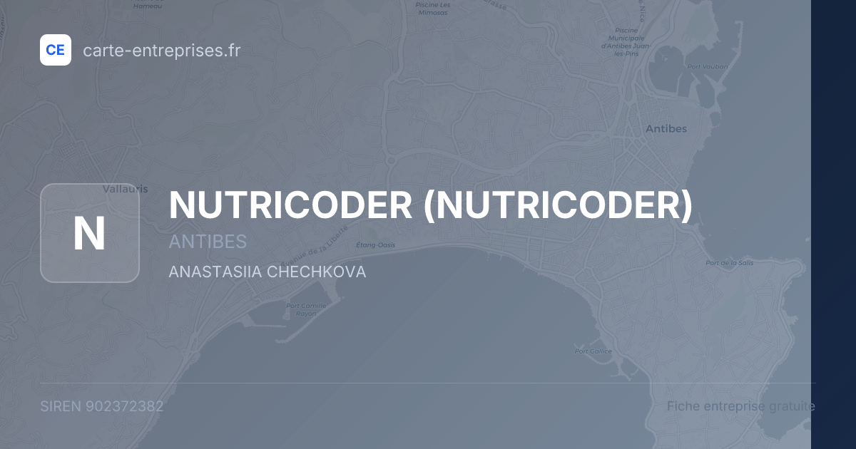 NUTRICODER — 902372382 — fiche entreprise
