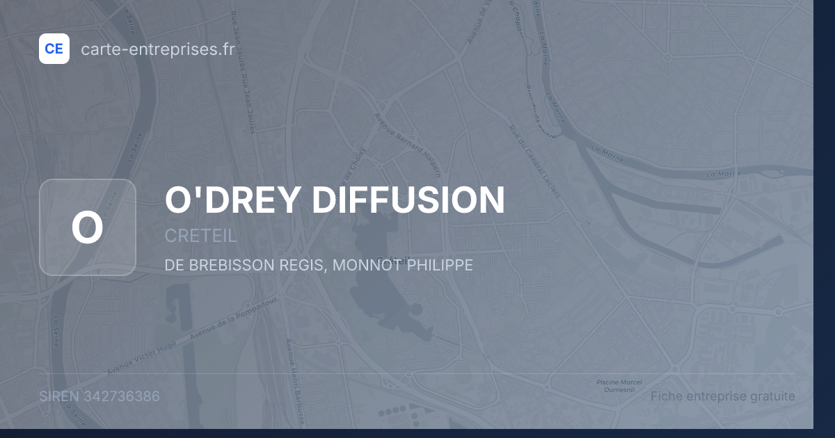 O'DREY DIFFUSION — 342736386 — fiche entreprise